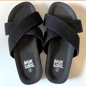 Muk Luks Slides size 8 black NWT!